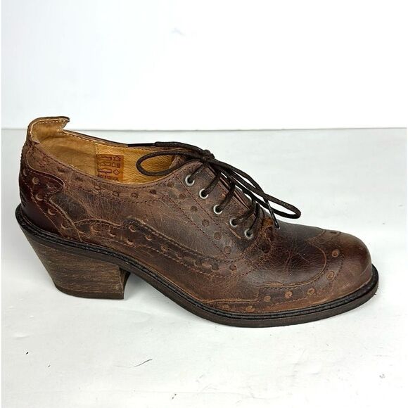 John FLUEVOG ADRIANA LOIS Brown Leather Lace Up Western Shoes Ankle Booties 6 - Picture 4 of 16